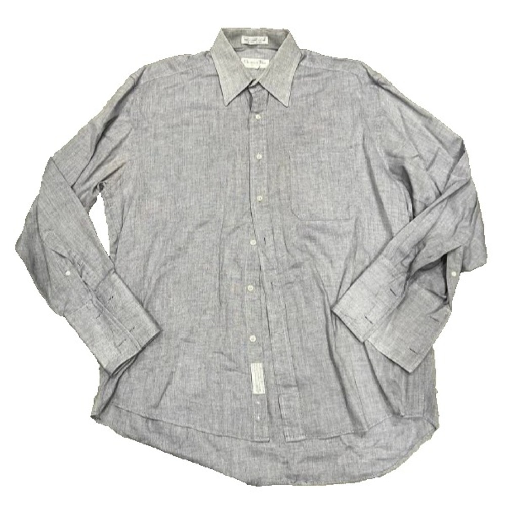 Cristian Dior Chemise 100% cotton Shirt blue grey Sz 16 1/2 A006624